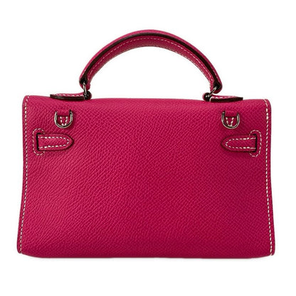 Hermes Handbag Tiny Kelly Rose Tillian Outside Stitching/silver Hardware