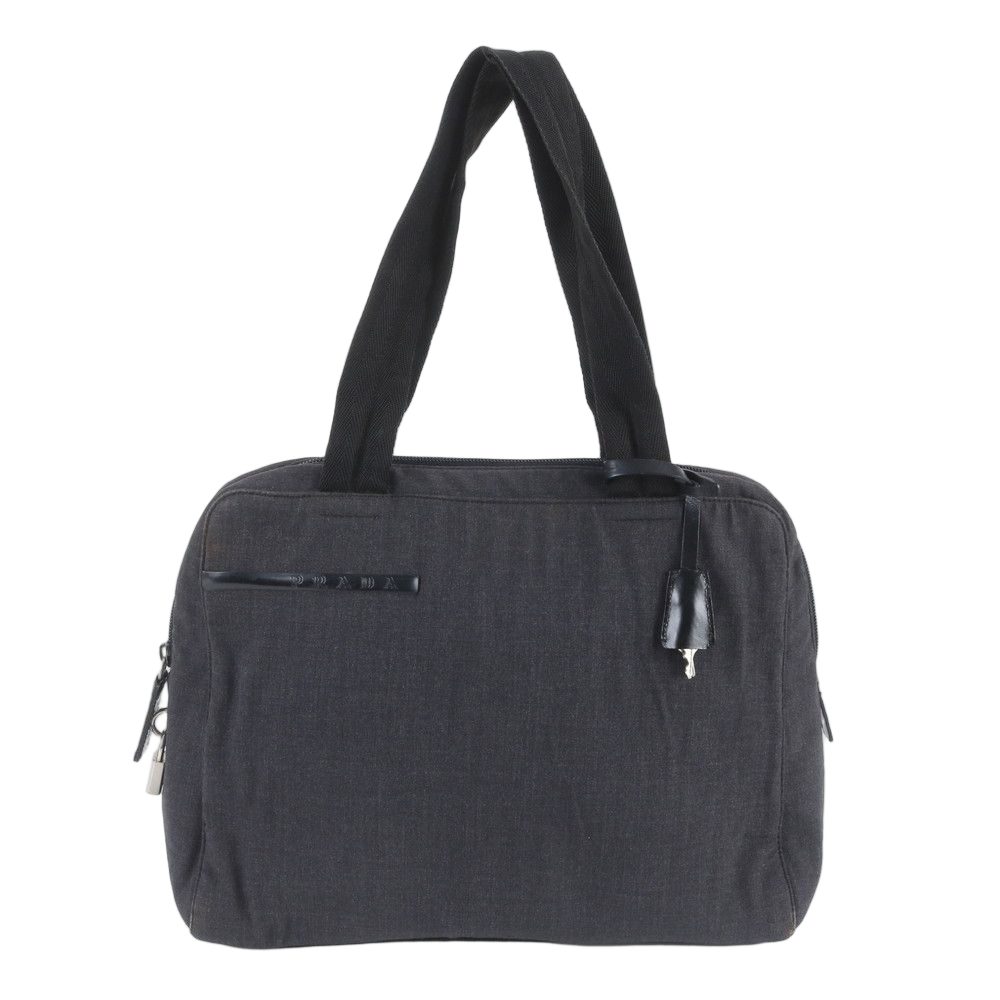 Prada Leather Canvas Tote Shoulder Hand