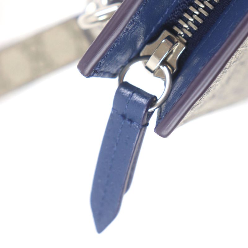 Gucci 768255 GG Supreme Logo Hardware Bicolor Leather Use Small Pouch Clutch