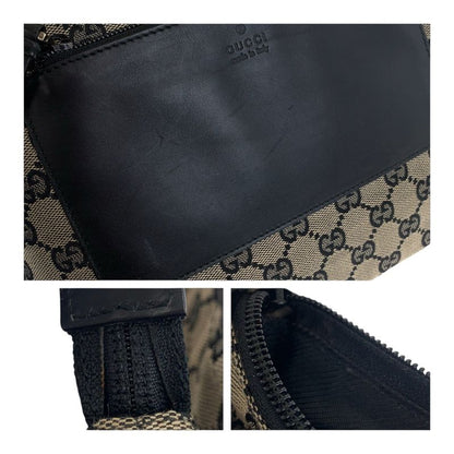 Gucci GG Canvas Beige Black Brown GG Canvas/leather 019 0402 Tote Bag Shoulder