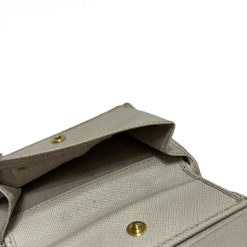 Prada Bifold Wallet - Beige Leather
