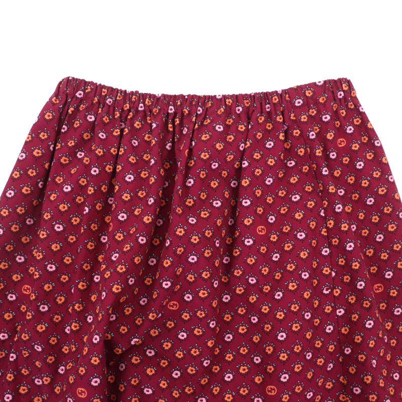 Gucci 741252 Zam1s Cotton Interlocking G Floral Flared Hem Long Skirt Multi 36