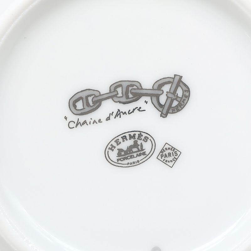 Hermes Tableware Chaine D'ancre Morning Cup and Saucer Porcelain Platinum