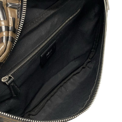 Fendi Waist Pouch Zucca Pattern 7va434 Dark Brown And Black Leather