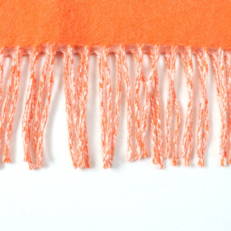 LOEWE Wool Cashmere Blend Anagram Embroidered Fringed Scarf Orange Made In