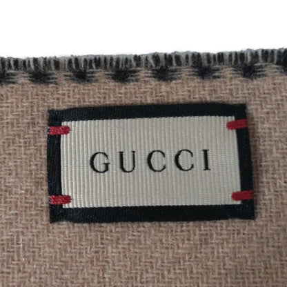 Gucci Scarf Interlocking G Scarf 715497 Beige And Black Wool And Cashmere