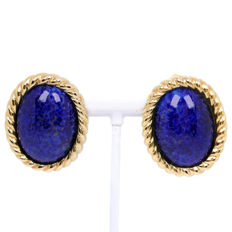 [dior] Christian Dior Vintage Gold Plated Blue Ladies 35.5g Earring