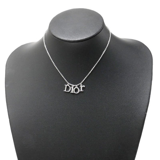DIOR Necklace Crystal Rhinestone Logo Silver 20250901 Ra5899