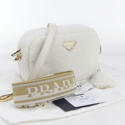 Prada 1bh192 2EC9 F0009 Crossbody Shoulder Bag Faux Fur Leather Women