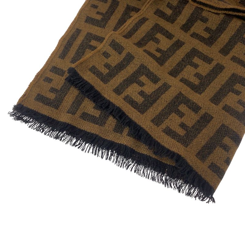 Fendi Zucca Brown Wool Scarf Women 505326