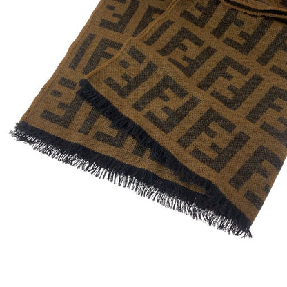 Fendi Zucca Brown Wool Scarf Women 505326