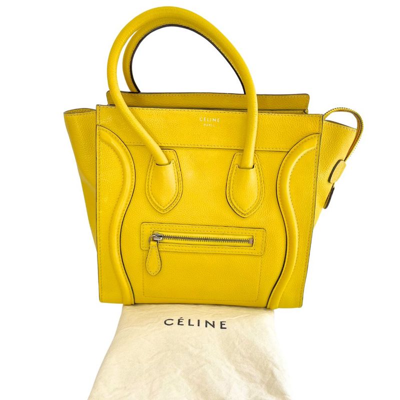 Celine Luggage Micro Shopper 167793 Leather Yellow Ladies Handbag