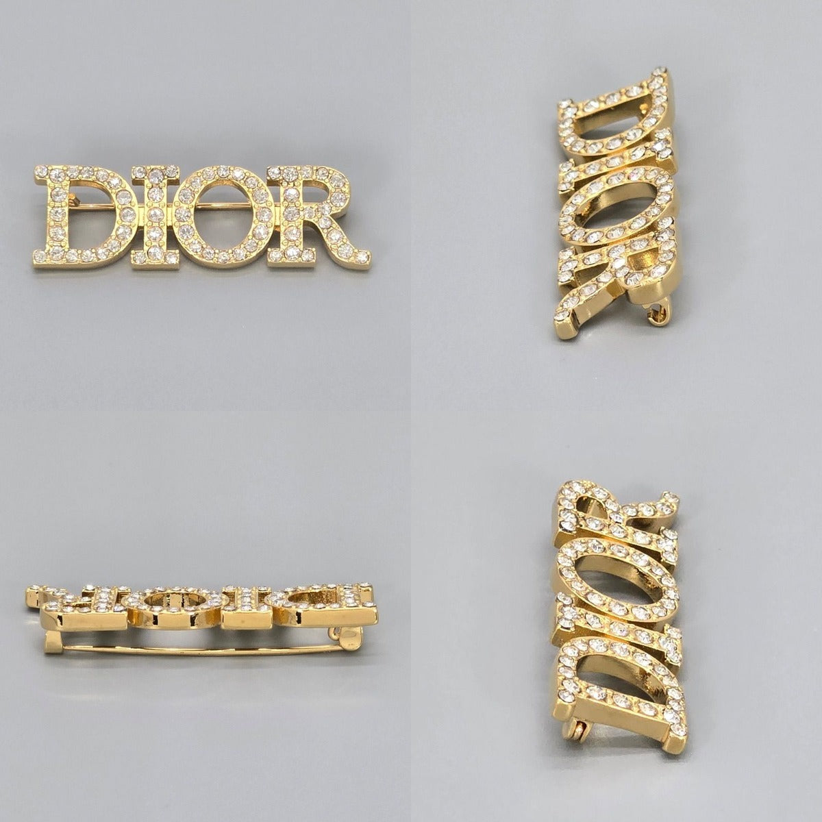 Dior Dioevolution Logo Brooch Crystal Gold — view 2