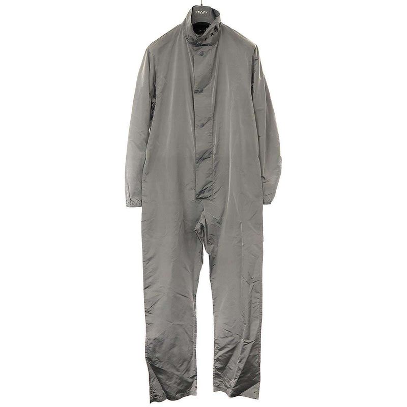 Prada 22aw Back Print Silk Jumpsuit Gray S Sgc096
