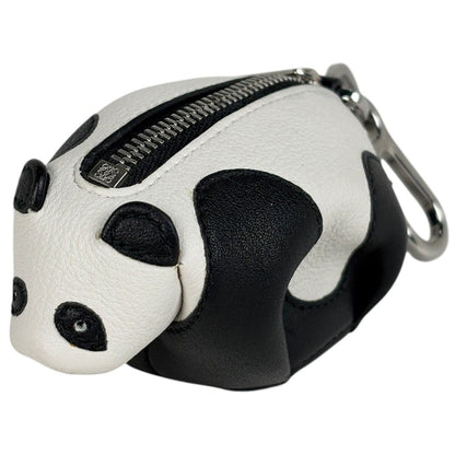 Loewe Panda Charm Key Holder Bag Leather White Black