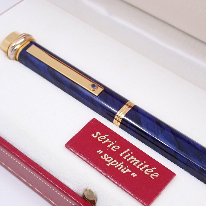 Cartier Trinity Ballpoint Pen Marble Blue Lacquer Sodalite