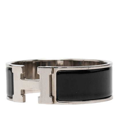 Hermes Clic Clac PM Silver Black Metal Enamel Bracelet