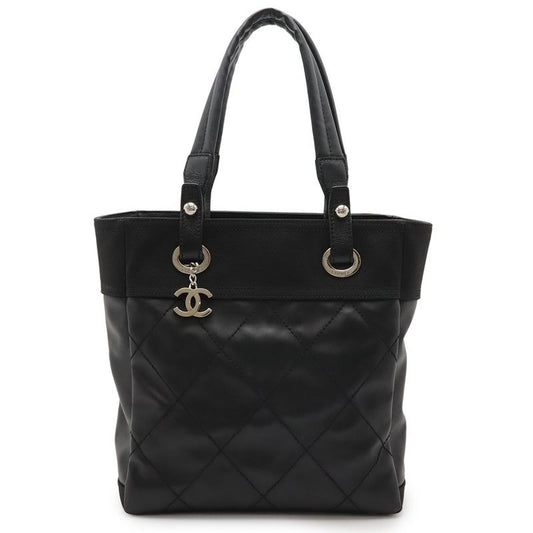 Chanel Paris Biarritz Tote PM Bag Leather Black