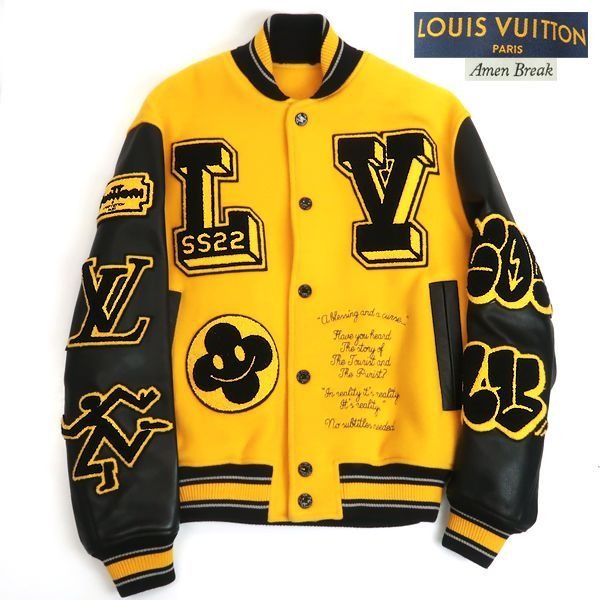 Louis Vuitton 22 SS Leather Embroidered Varsity Stadium Jacket Rm221 IZ3 Hml81