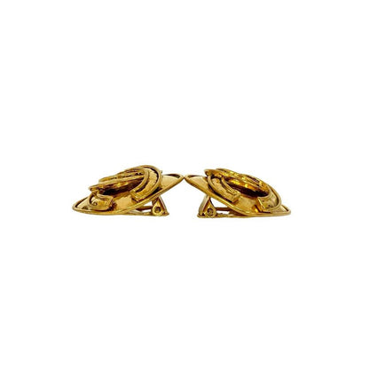 Chanel Vintage Coco Mark Motif GP Earrings Ear Cuff Accessory Gold 94P
