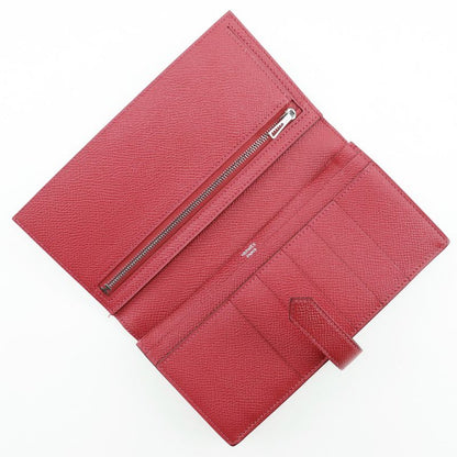 Hermes Bearn Souffle Vaux Epson Red □R Ladies Long Wallet