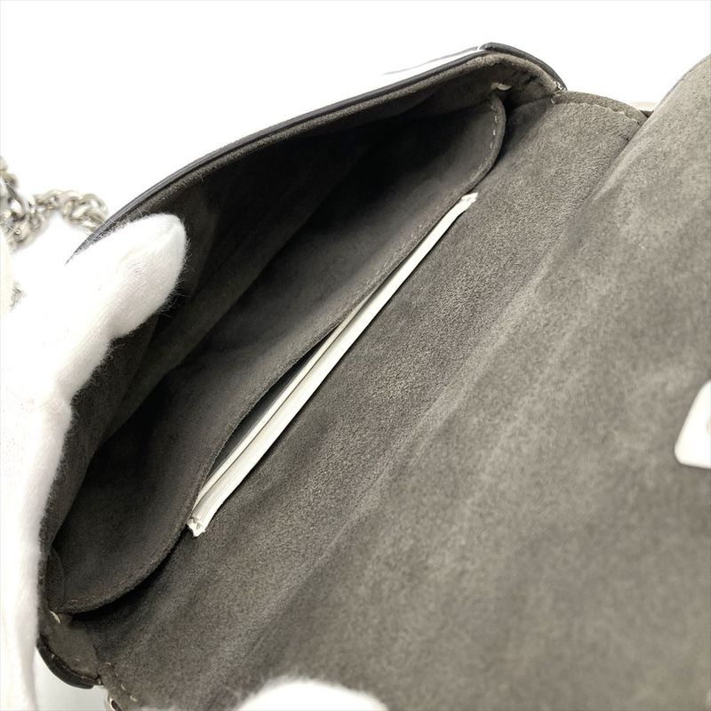 Fendi Double Micro Baguette Shoulder Bag Leather 8m0371 Bordeaux Silver