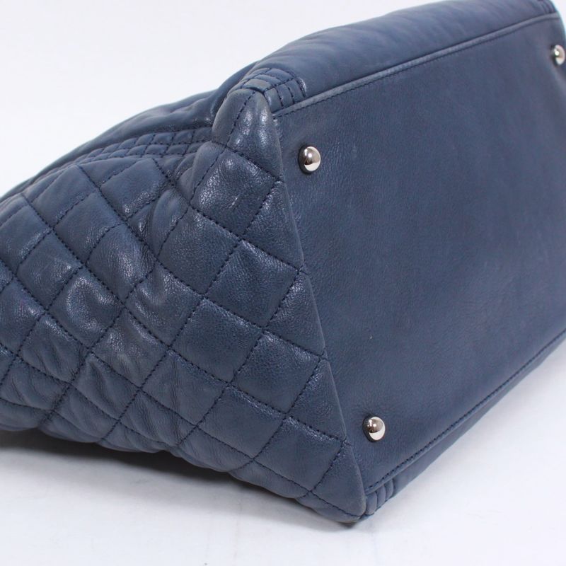 Chanel Chain Lambskin Blue Shoulder Bag Silver