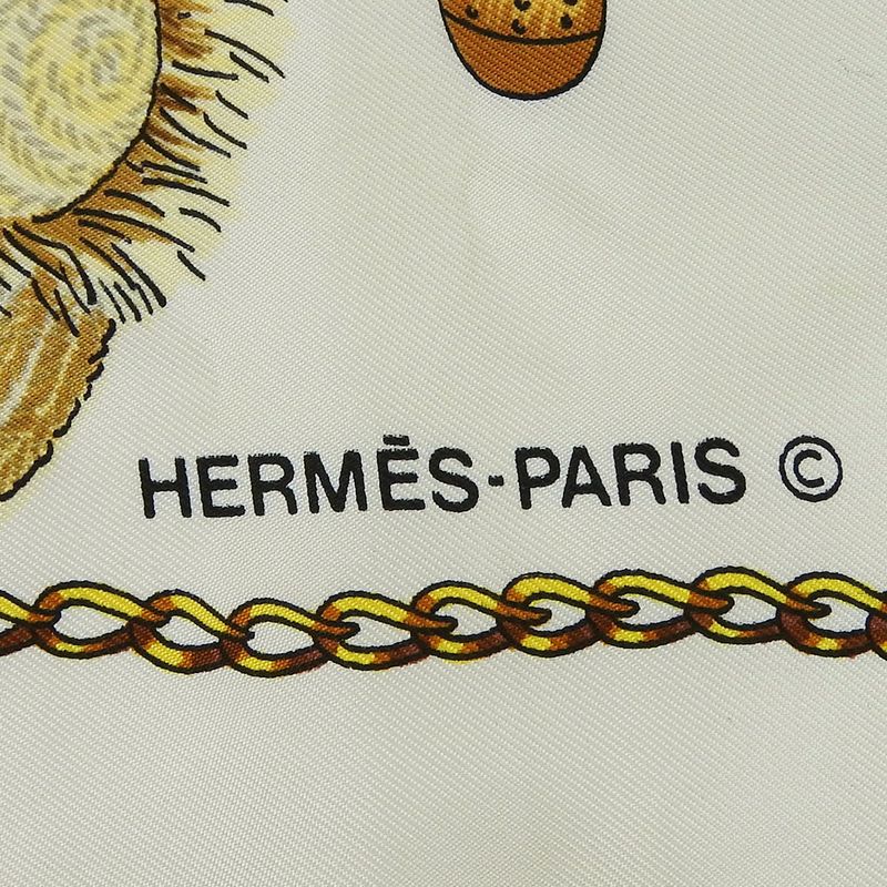 Hermes Scarf Carré 90 Silk Navy White Chasses Exotiques Accessories Women