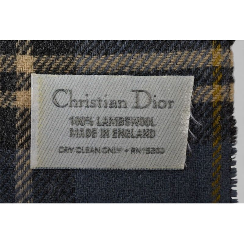 Dior Christian Muffler Winter Scarf 100% Wool Check Pattern — view 5