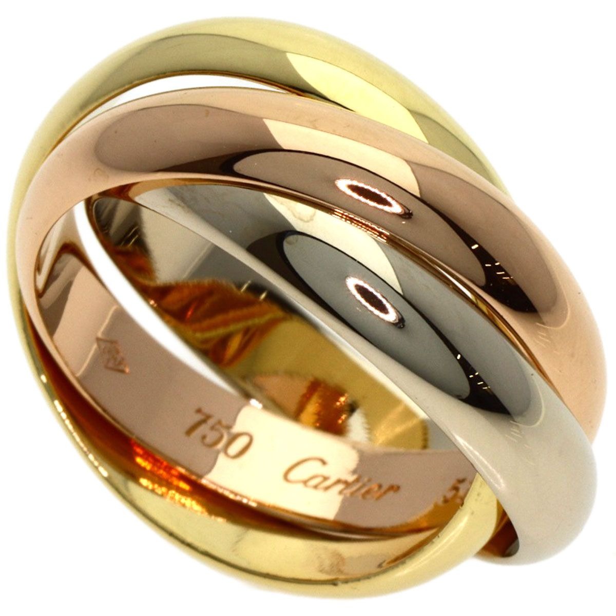 Cartier Trinity 51 Ring 18K Yellow Gold White Pink