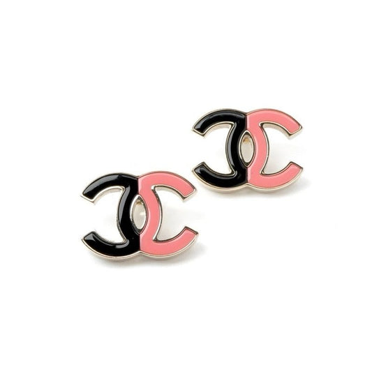 Chanel Earrings Gold Pink Black Heremark