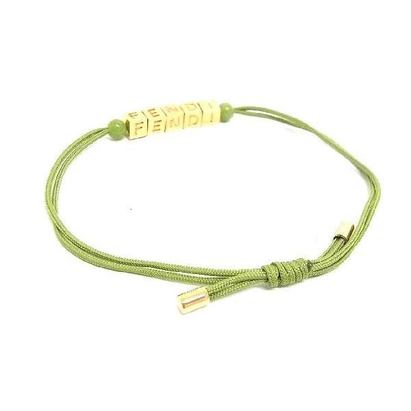 Fendi Leather Bracelet Accessory Women Green and Gold Aw5352 — view 2