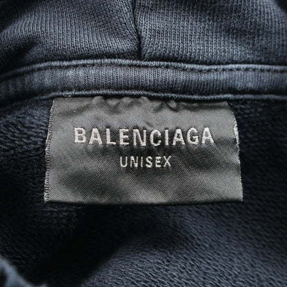 Balenciaga Hoodie Tape Type Ripped Pocket Distressed Cotton Black — view 3