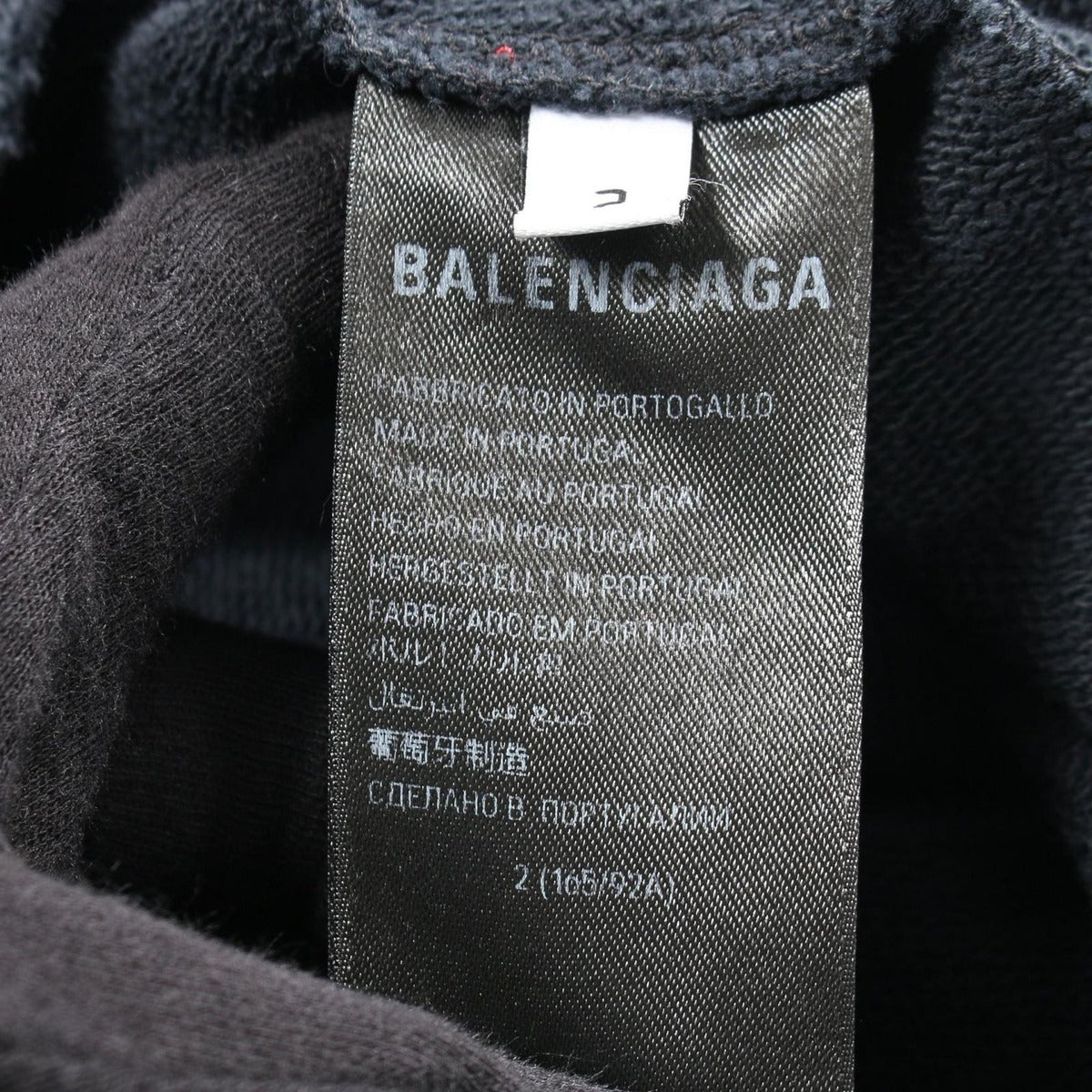 Balenciaga Hoodie Tape Type Ripped Pocket Distressed Cotton Black — view 4