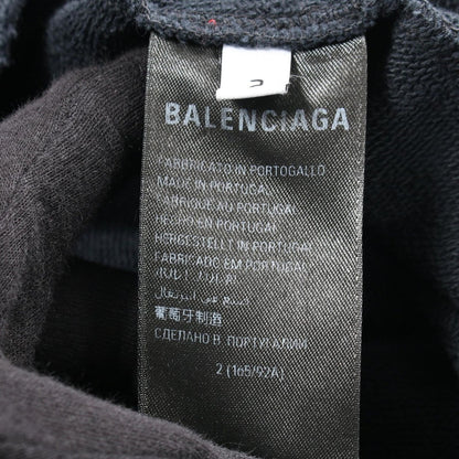 Balenciaga Hoodie Tape Type Ripped Pocket Distressed Cotton Black — view 4