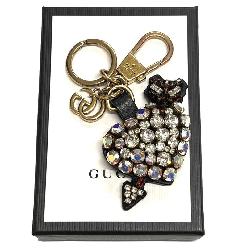 Gucci Key Folder Charm Stone Heart Leather 02 Bs356