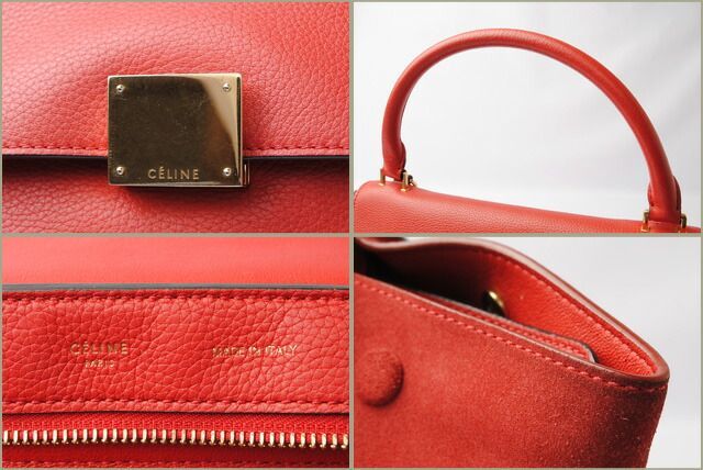 Celine Handbag Shoulder Bag Celine Trapeze 169543 RED 2-way With Strap