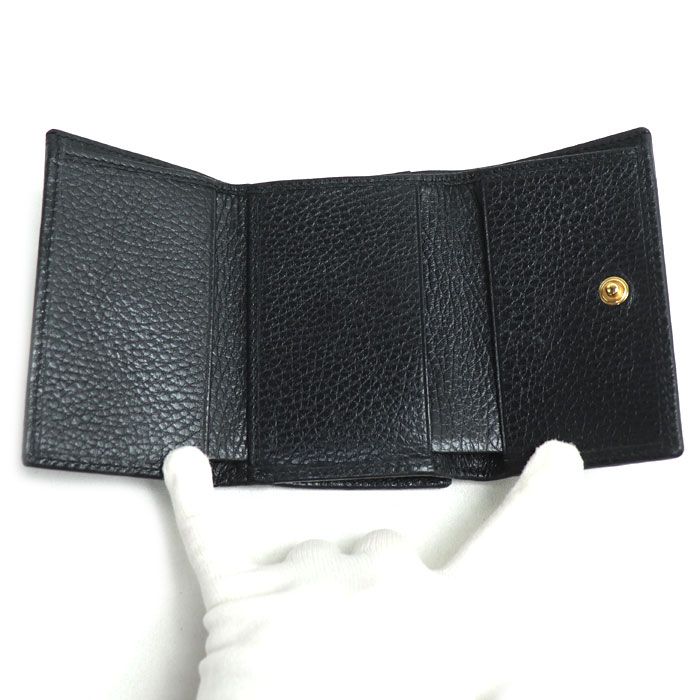 Gucci GG Marmont Compact Wallet Trifold Wallet Black 644407 Ladies Preowned
