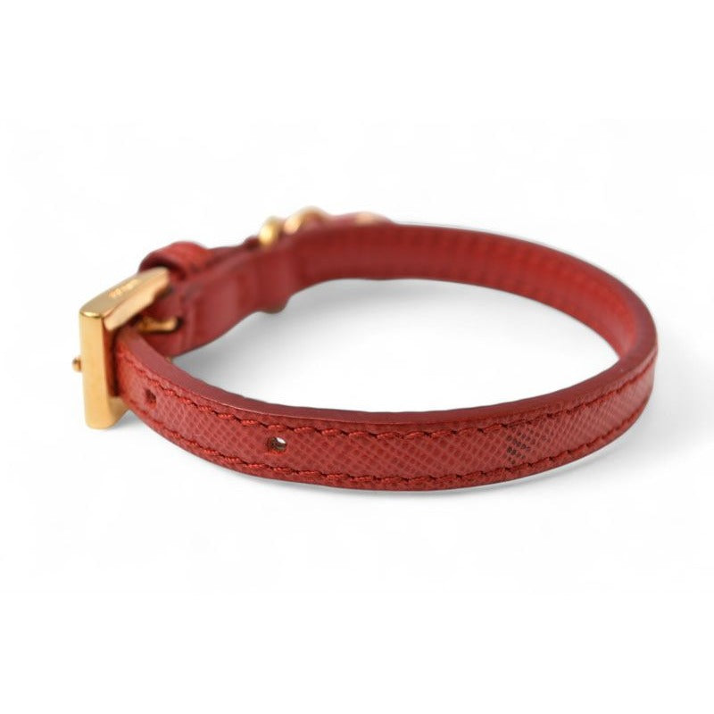 Prada Bracelet Bangle Saffiano Heart Charm Fuoco Red 1 Ajd45 — view 5
