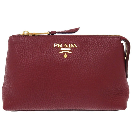 Prada Leather Bold Gold Hardware Pouch Bag 1302