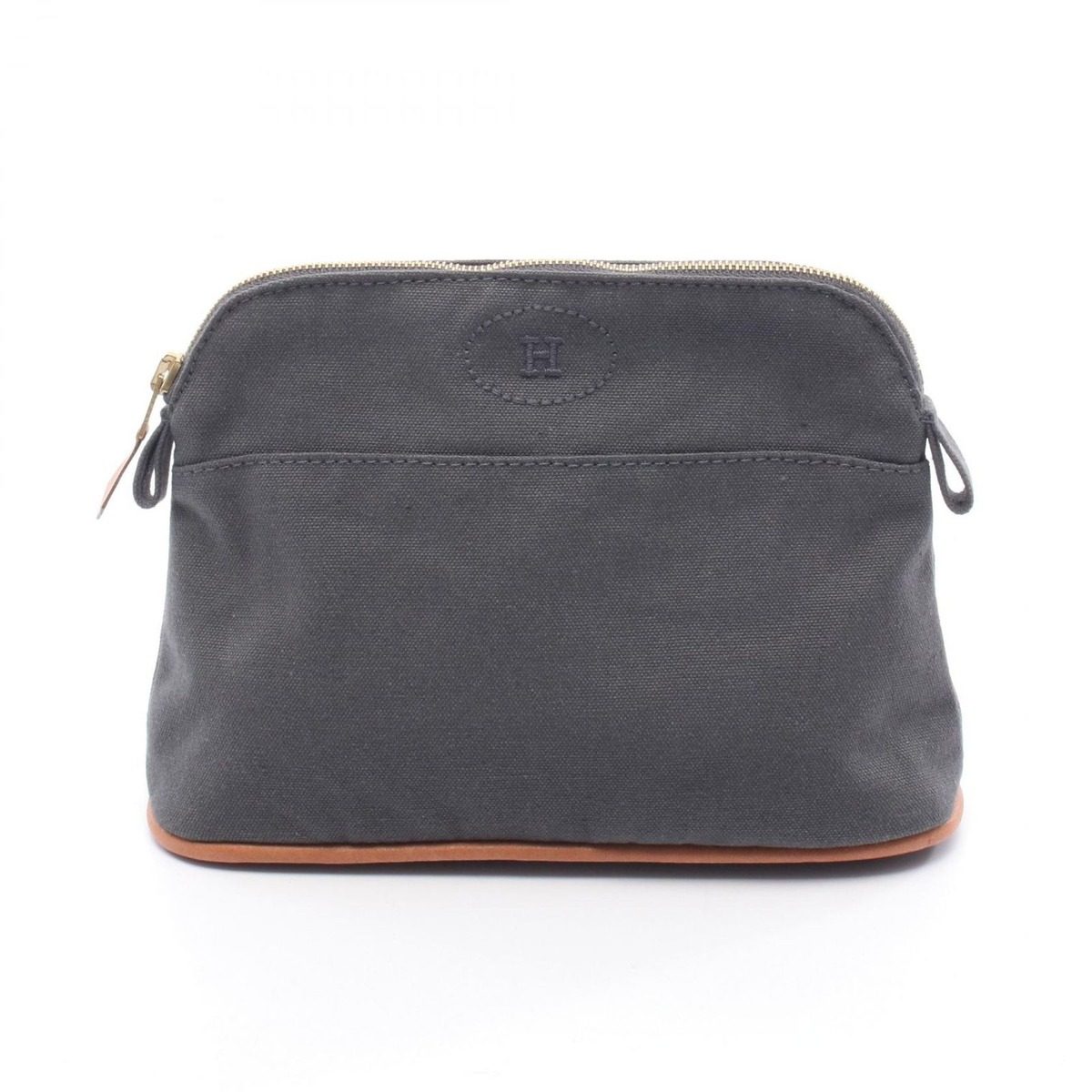 Hermes Pouch Bolide 20 Gray Canvas Leather Mini