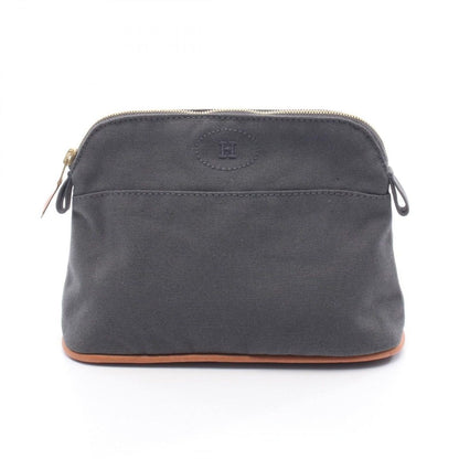 Hermes Pouch Bolide 20 Gray Canvas Leather Mini