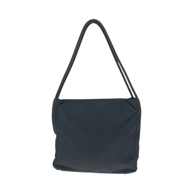 Prada Tessuto Triangle Logo Plate Black Silver Hardware Nylon Tote Handbag