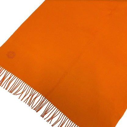Hermes Double Face Scarf Cashmere Orange Logo Shawl
