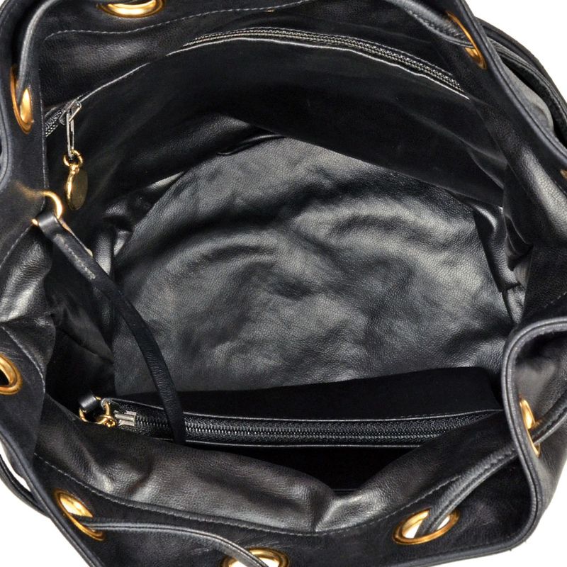 Chanel Matelasse Drawstring Shape Chain Shoulder Bag Lambskin Black Gold