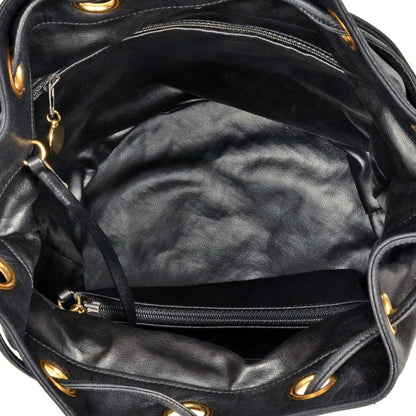 Chanel Matelasse Drawstring Shape Chain Shoulder Bag Lambskin Black Gold