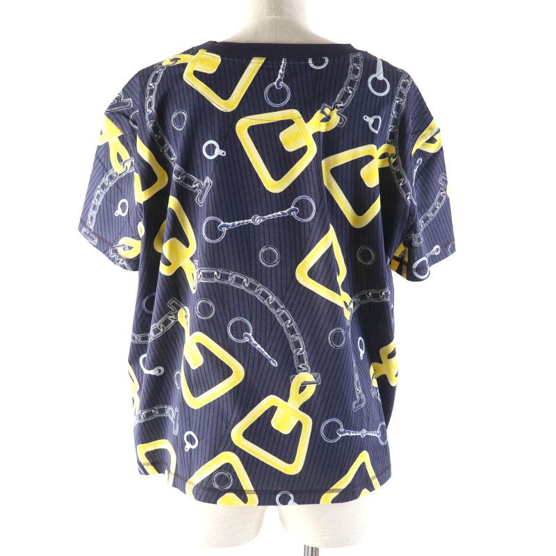 Hermes 2024 4h4641dh Kaleidoscope Effect Short Sleeve T-shirt Navy Yellow 40