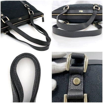 Gucci Tote Bag Black GG Canvas 141470 Excellent Condition Canvas