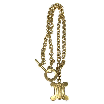 Celine ⑤ Macadam Big Logo Chain Necklace Unisex Gold
