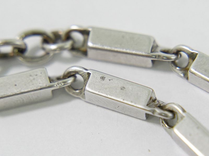 Authentic Chanel Logo Necklace Pendant Plastic Metal Silver Hardware White